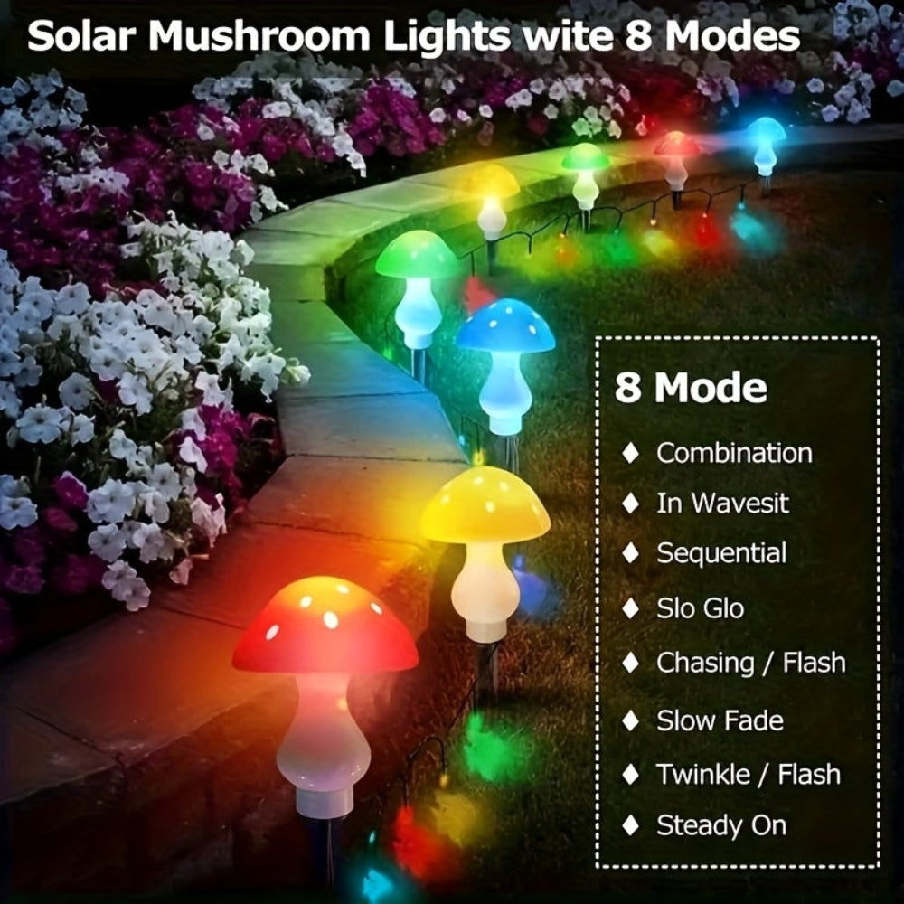 Solar Christmas Lights Outdoor Lights Colorful Mushroom LED Garden