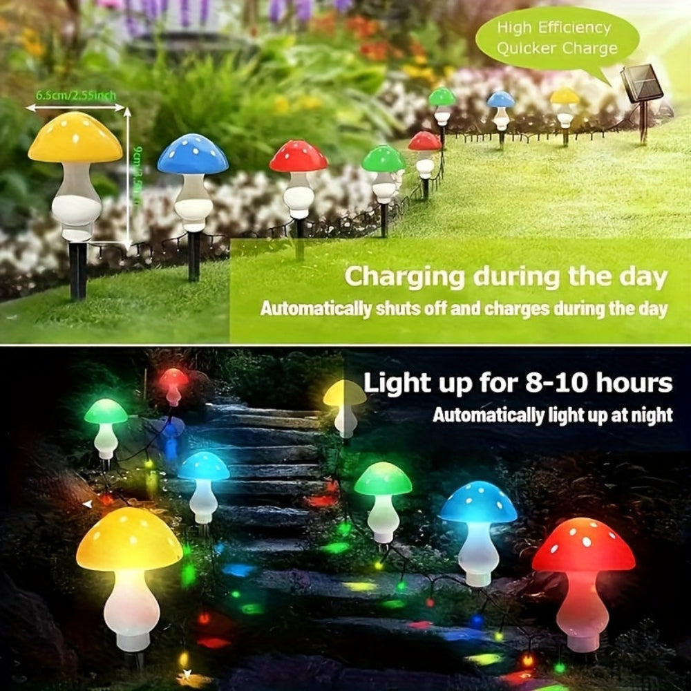 Solar Christmas Lights Outdoor Lights Colorful Mushroom LED Garden