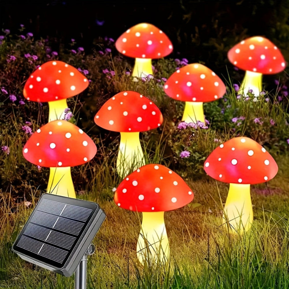 Solar Christmas Lights Outdoor Lights Colorful Mushroom LED Garden