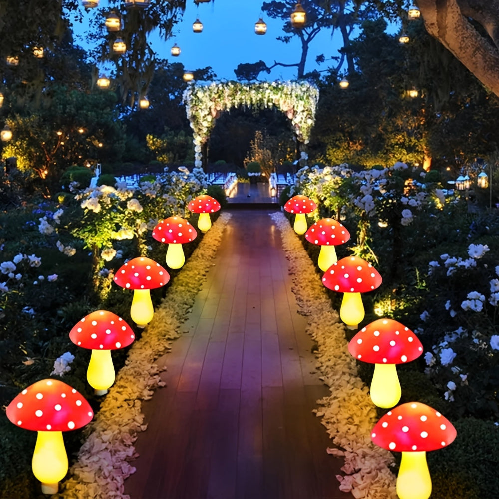 Solar Christmas Lights Outdoor Lights Colorful Mushroom LED Garden