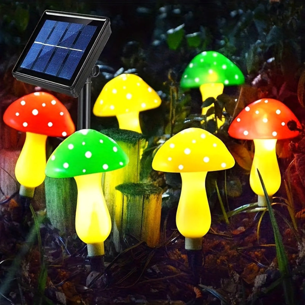 Solar Christmas Lights Outdoor Lights Colorful Mushroom LED Garden