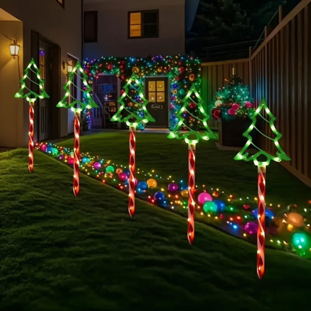 Solar Christmas Lights Outdoor Tree Pathway Stakes Garden Decor