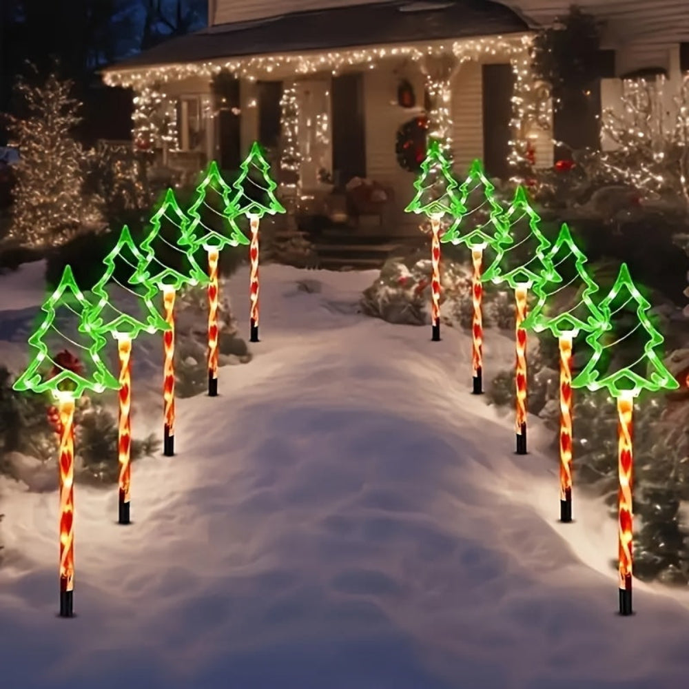 Solar Christmas Lights Outdoor Tree Pathway Stakes Garden Decor