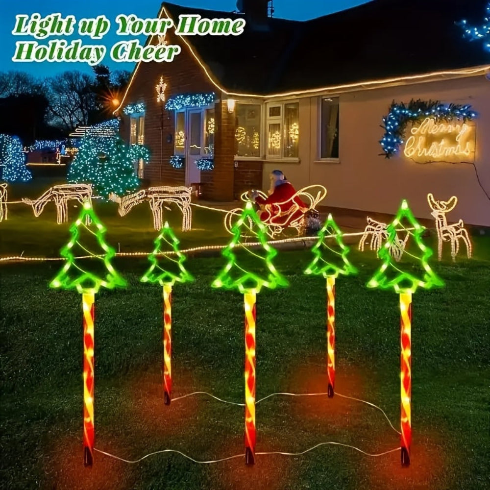 Solar Christmas Lights Outdoor Tree Pathway Stakes Garden Decor