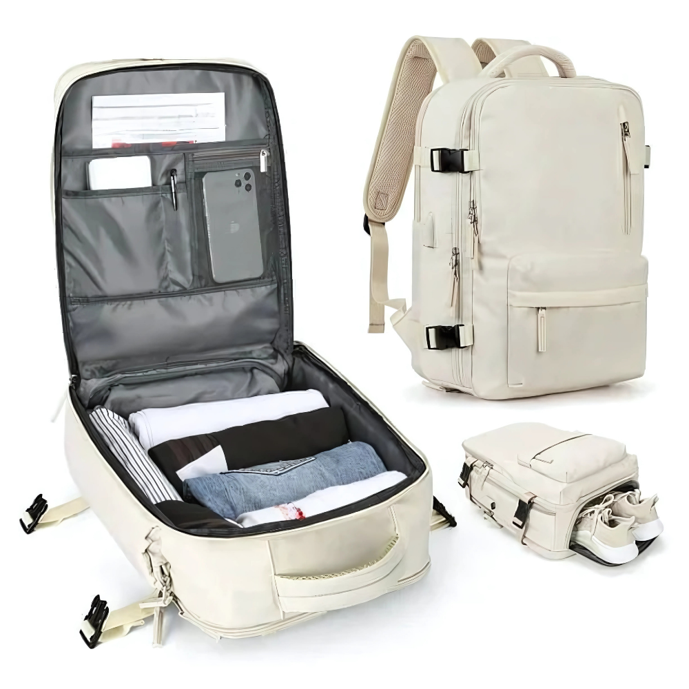 Travel Rucksack Backpack | Large Compartments Shoe Pocket