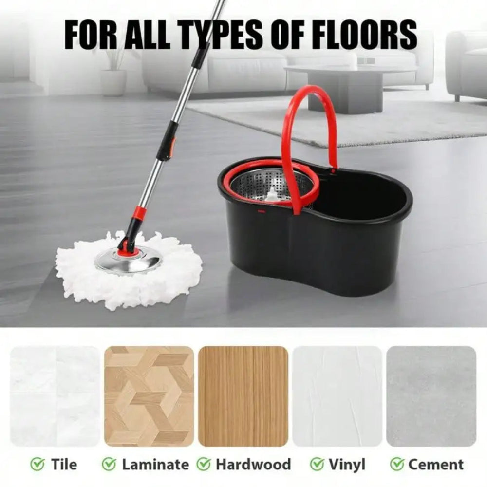 Spin Mop Bucket 360 Floor Cleaning System Wringer 4