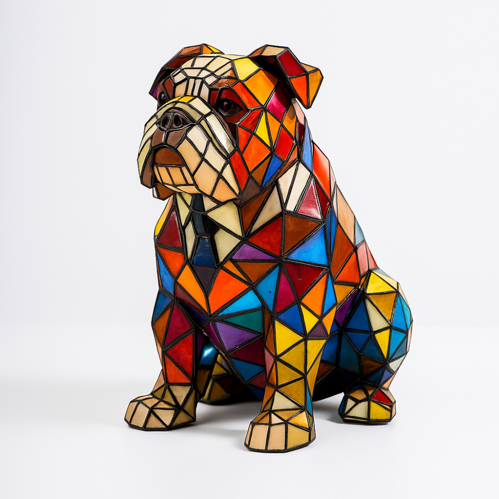 Stained Glass Lamp Dog Design Modern Decorative Table Light