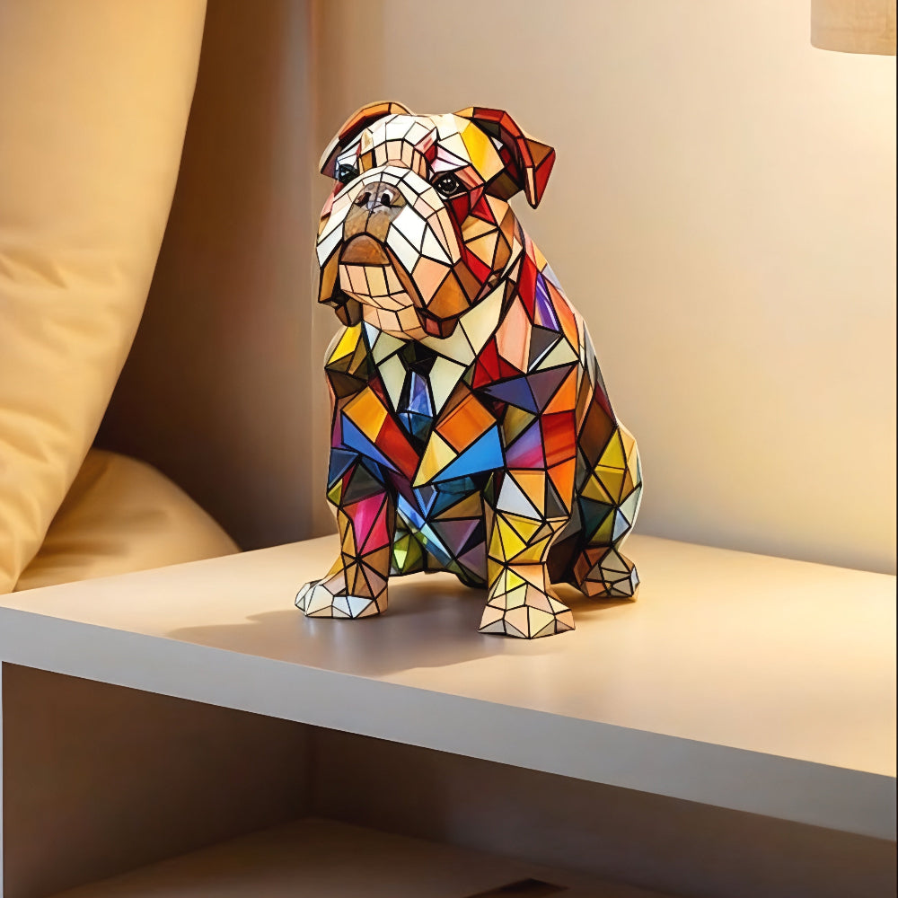 Stained Glass Lamp Dog Design Modern Decorative Table Light