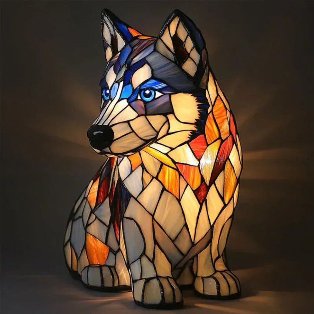 Stained Glass Dog Table Lamp Animal Mosaic Light 10