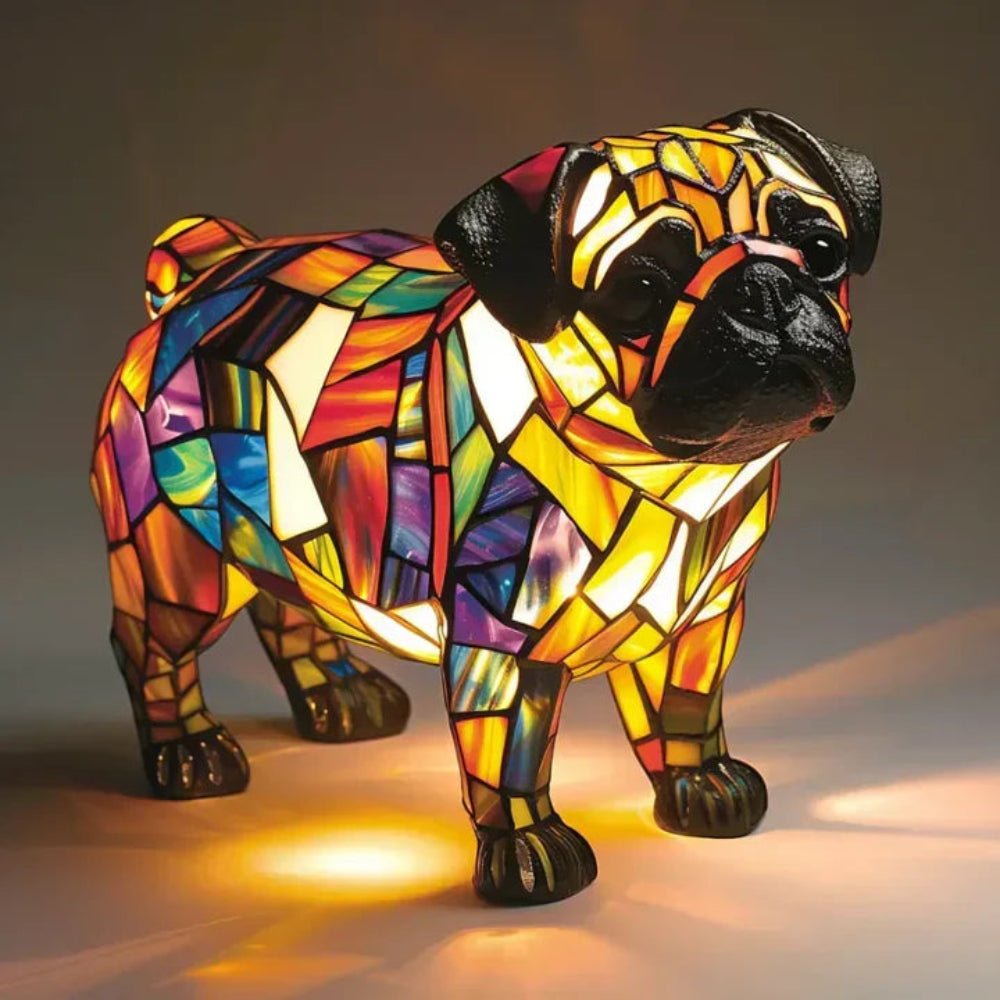 Stained Glass Dog Table Lamp Animal Mosaic Light 11