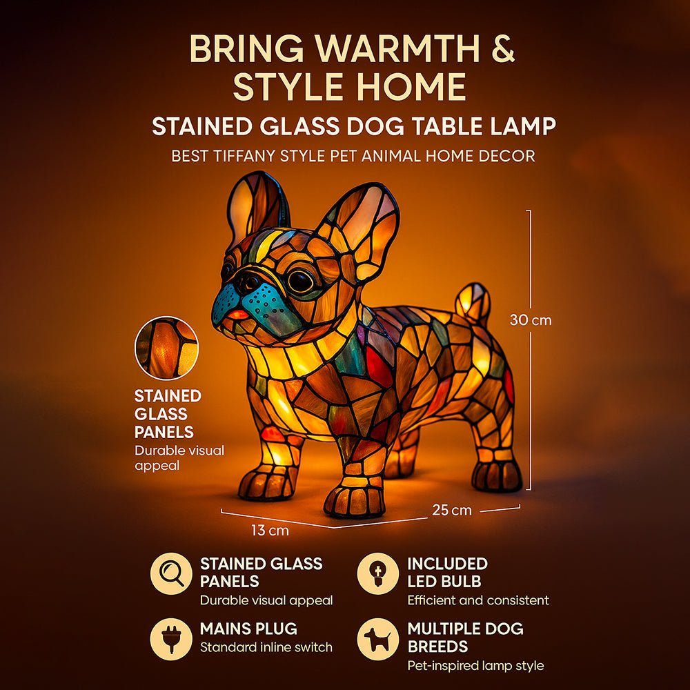 Stained Glass Dog Table Lamp Animal Mosaic Light 3