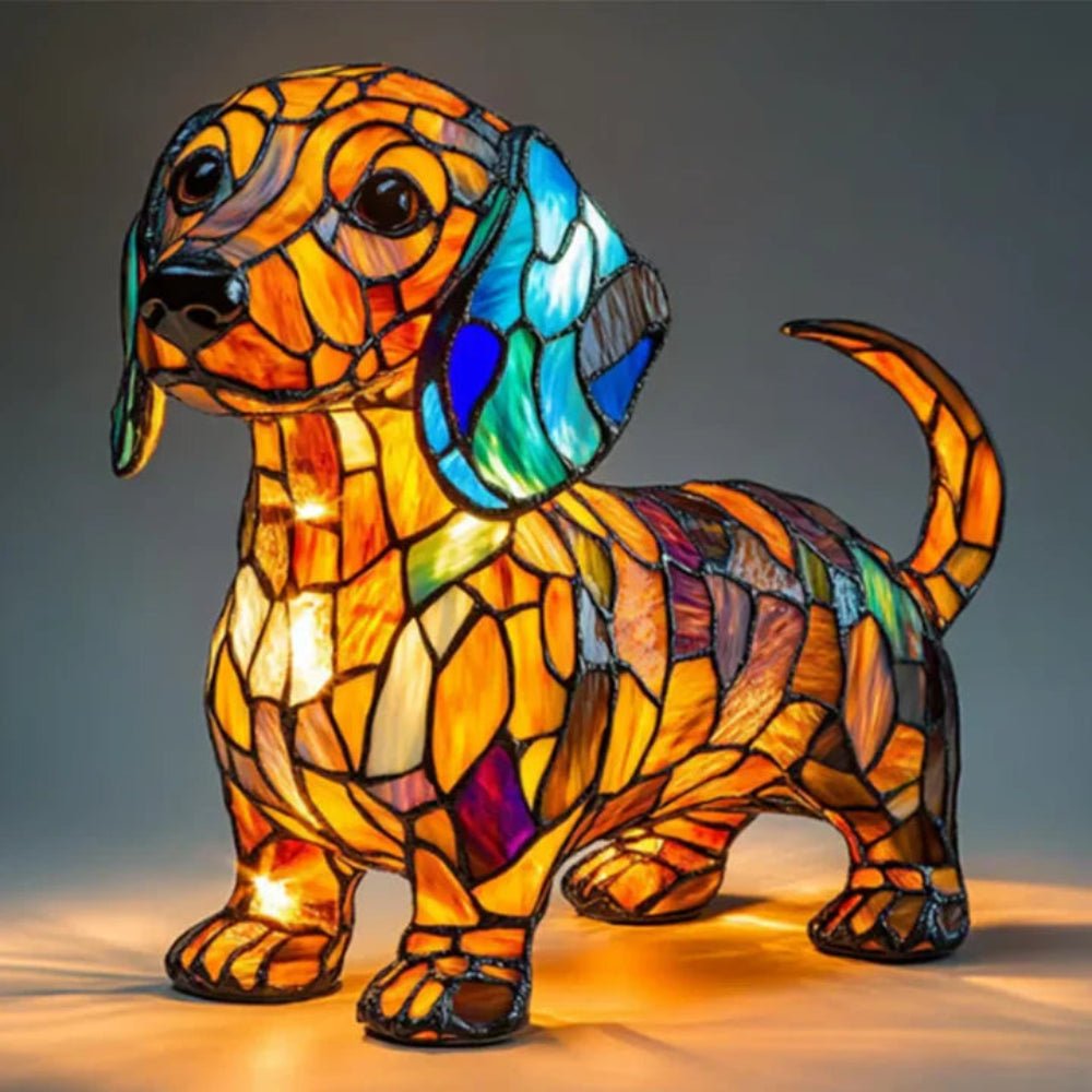 Stained Glass Dog Table Lamp Animal Mosaic Light 4