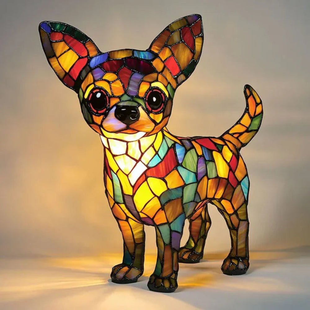 Stained Glass Dog Table Lamp Animal Mosaic Light 5