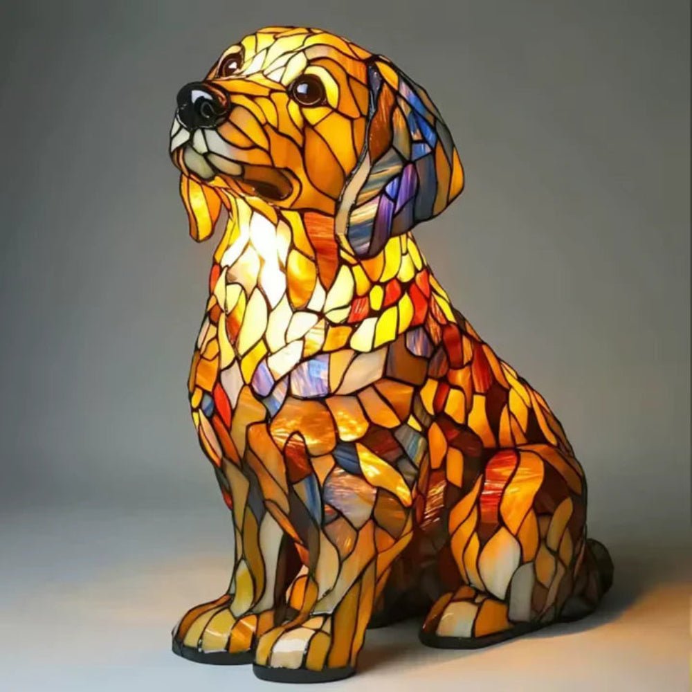 Stained Glass Dog Table Lamp Animal Mosaic Light 7