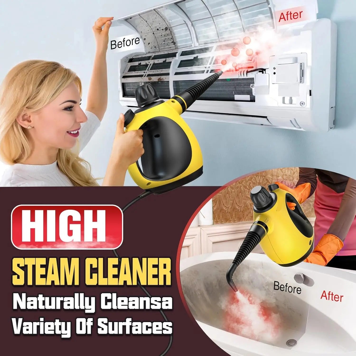 Steam Cleaner Handheld Multi Surface Accessory Set 6