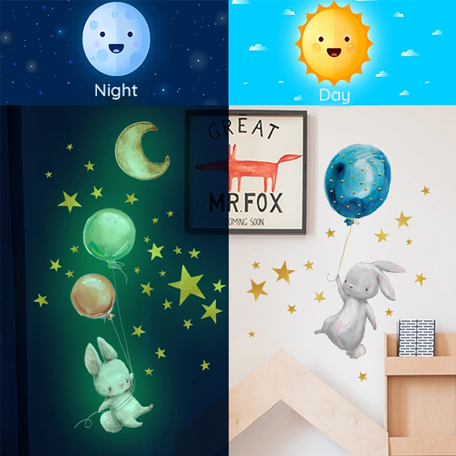 Wall Art Glowing Elephant Nursery Stickers