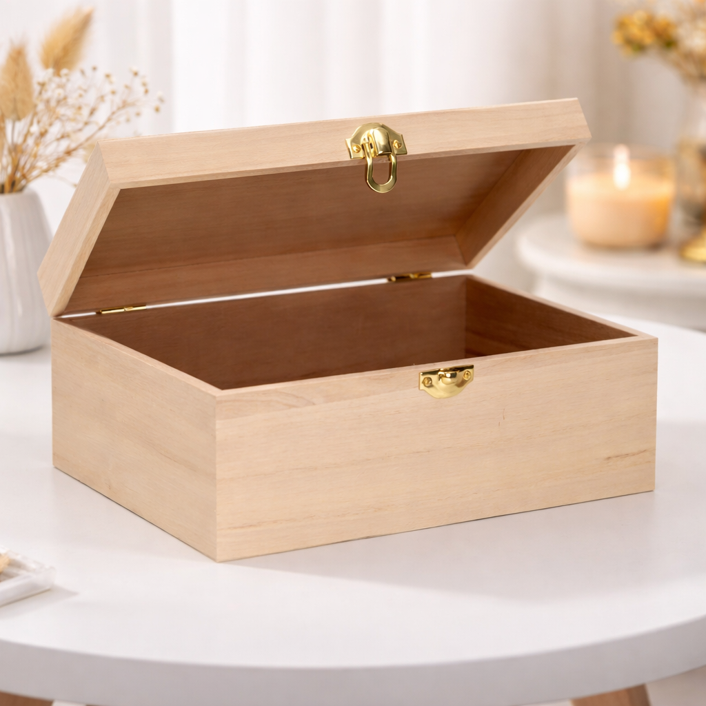 Storage Box Decorative Hinged Lid Craft Organizer