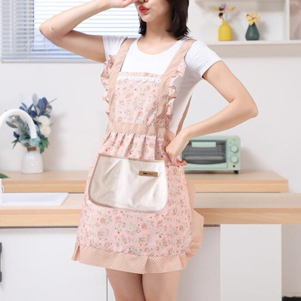 Apron Cotton Floral Waterproof Kitchen Wear