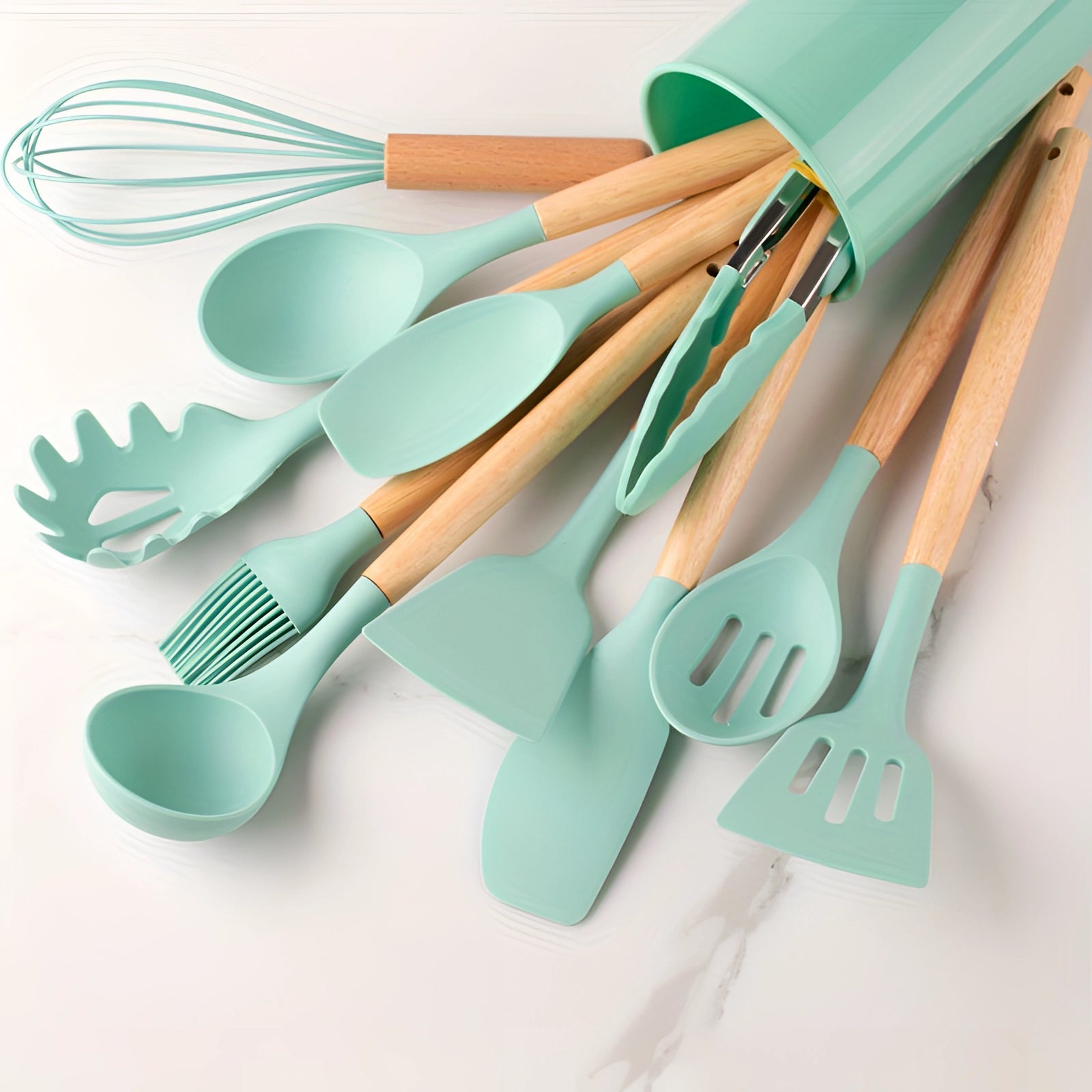 Kitchen Utensils Set Silicone Bamboo Cooking Tools