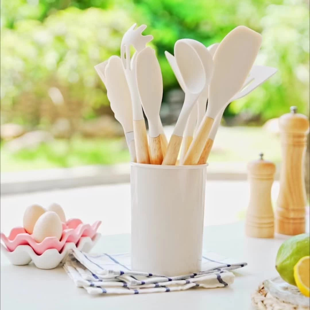 Kitchen Utensils Set Silicone Bamboo Cooking Tools
