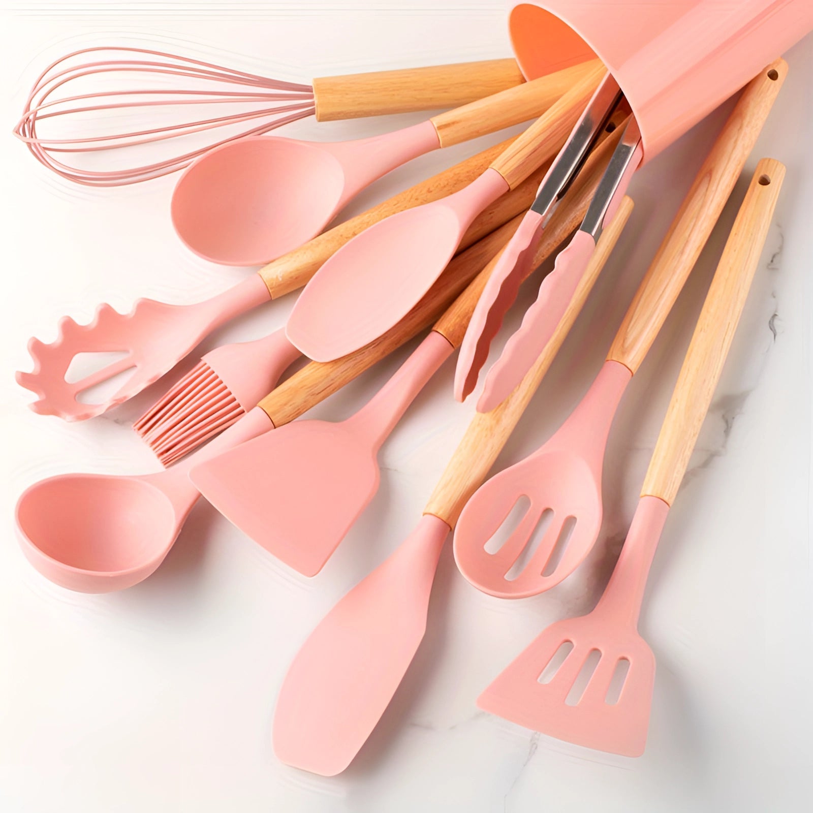 Kitchen Utensils Set Silicone Bamboo Cooking Tools