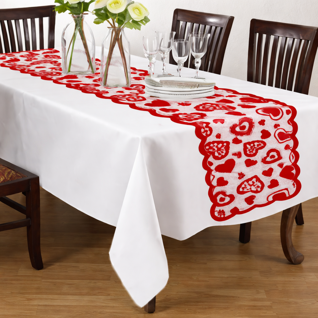 Table Runner Lace Heart Valentine Dining Table Decoration