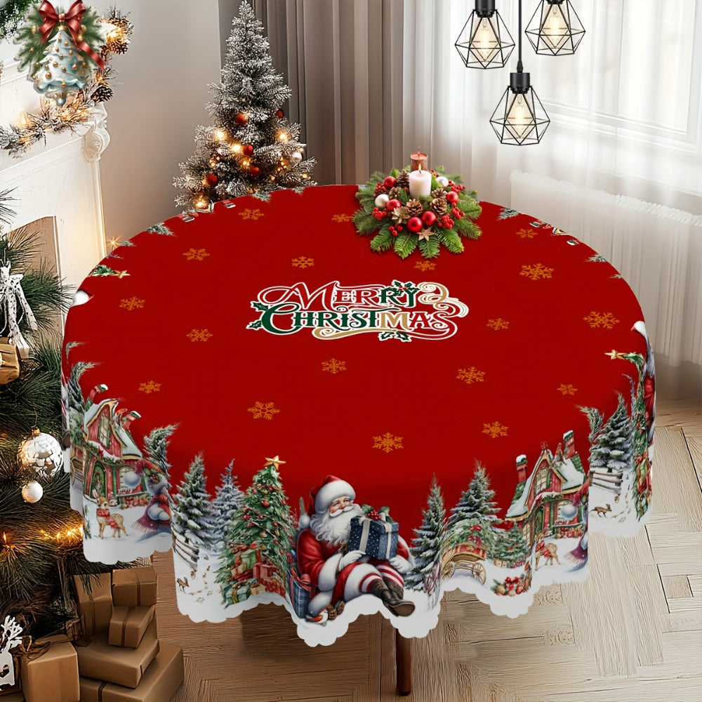 Tablecloth Christmas Table Decorations Santa Snowman Holiday Cover