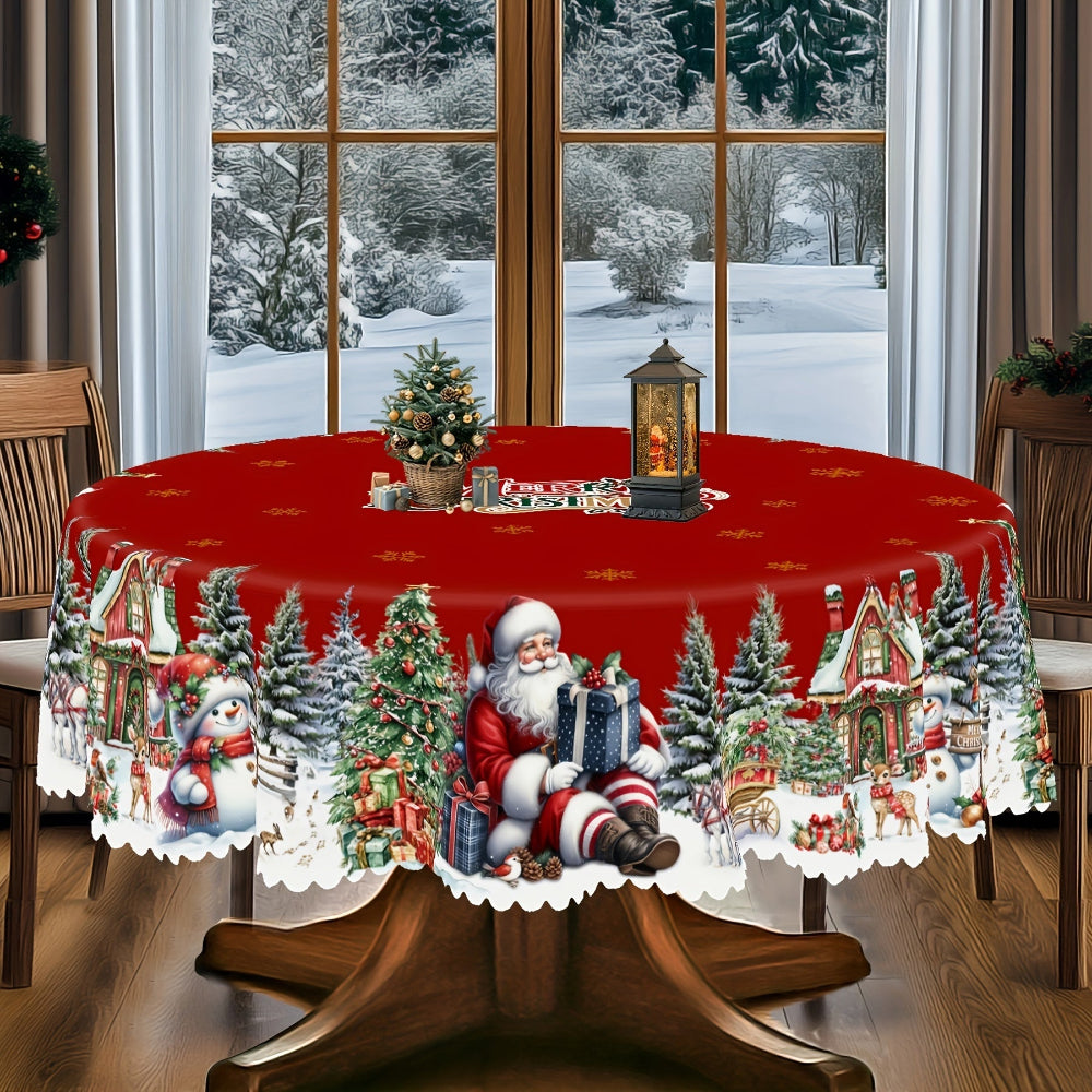 Tablecloth Christmas Table Decorations Santa Snowman Holiday Cover