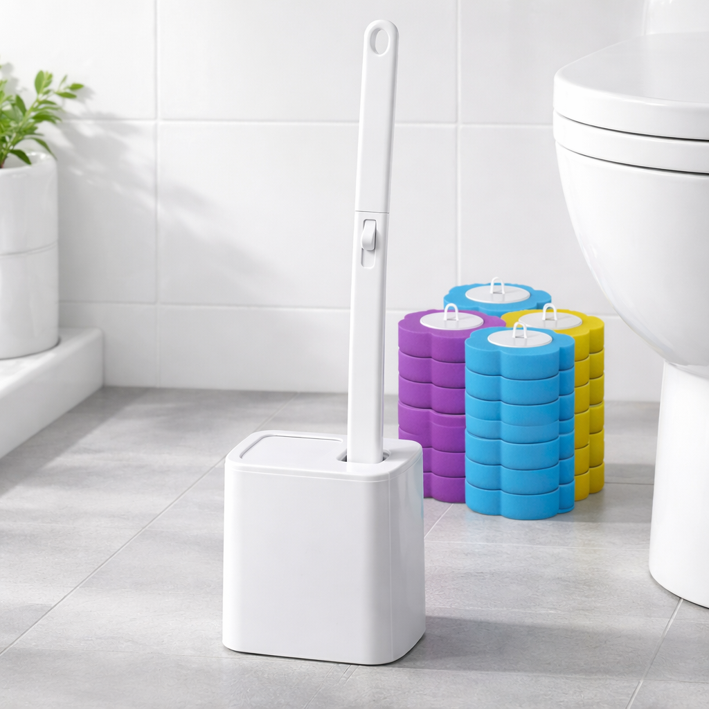 Toilet Brush Disposable Cleaning System Snap Refill Set