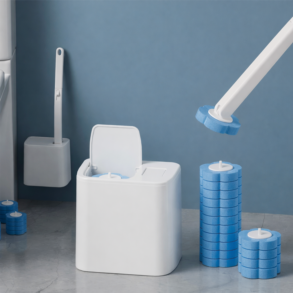 Toilet Brush Disposable Cleaning System Snap Refill Set