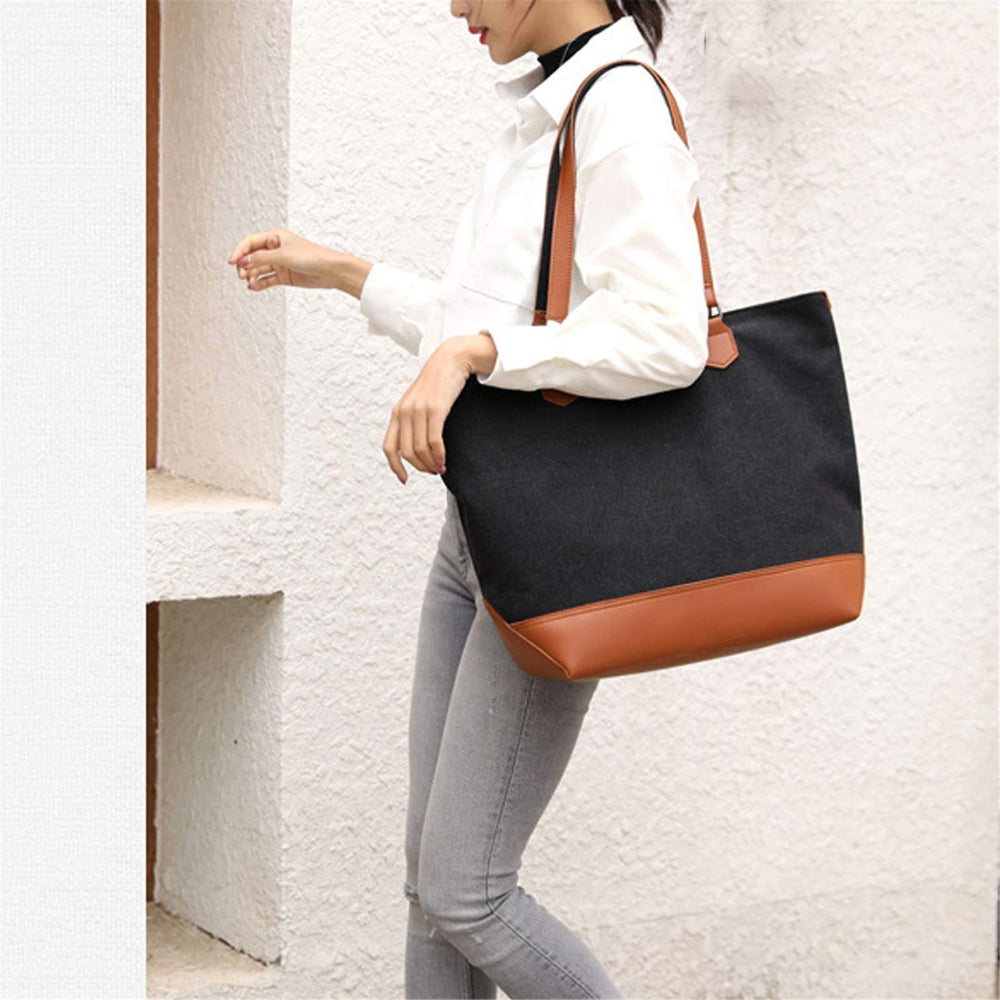 Women Canvas Tote Bag Large Minimalist Shoulder Bag
