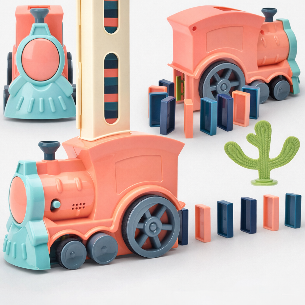 Toy Domino Train Educational Building Set Kids