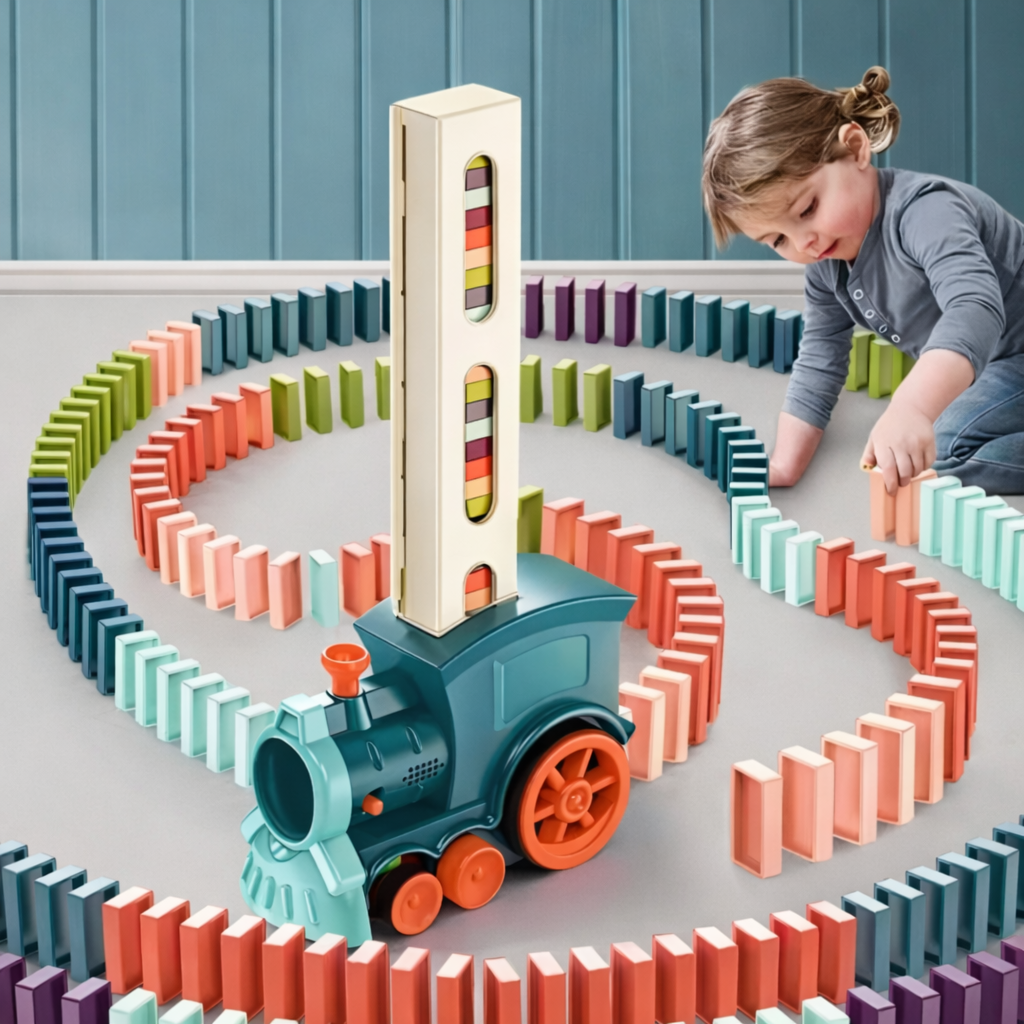 Toy Domino Train Educational Building Set Kids