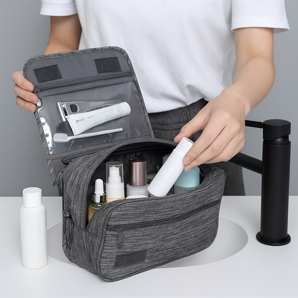 Men’s Compact Waterproof Hanging Toiletry Bag | Travel Organiser