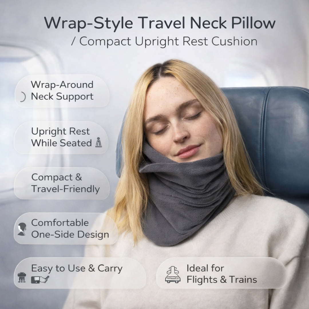 Travel Pillow Wrap Neck Support Compact Upright Rest