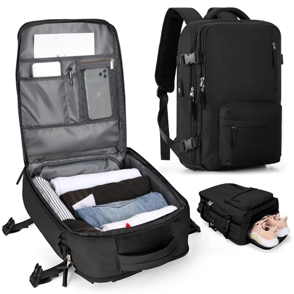 Travel Rucksack Backpack | Large Compartments Shoe Pocket