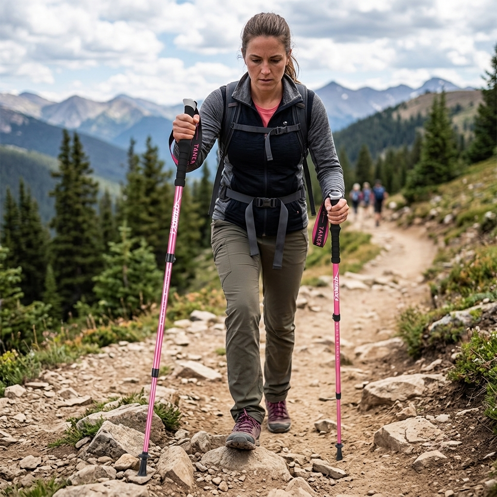 Trekking Poles Hiking Sticks Foldable Adjustable Trail Pair