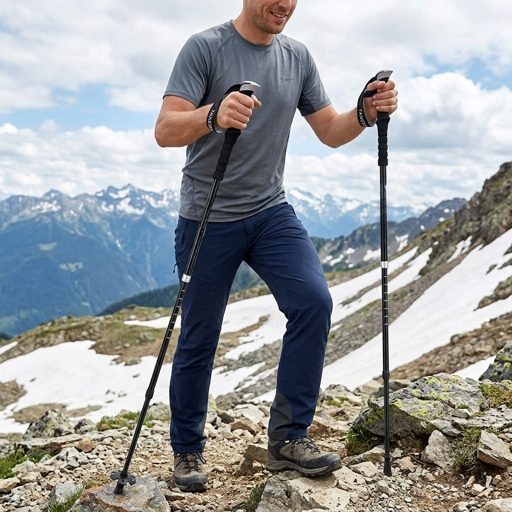 Trekking Poles Hiking Sticks Foldable Adjustable Trail Pair