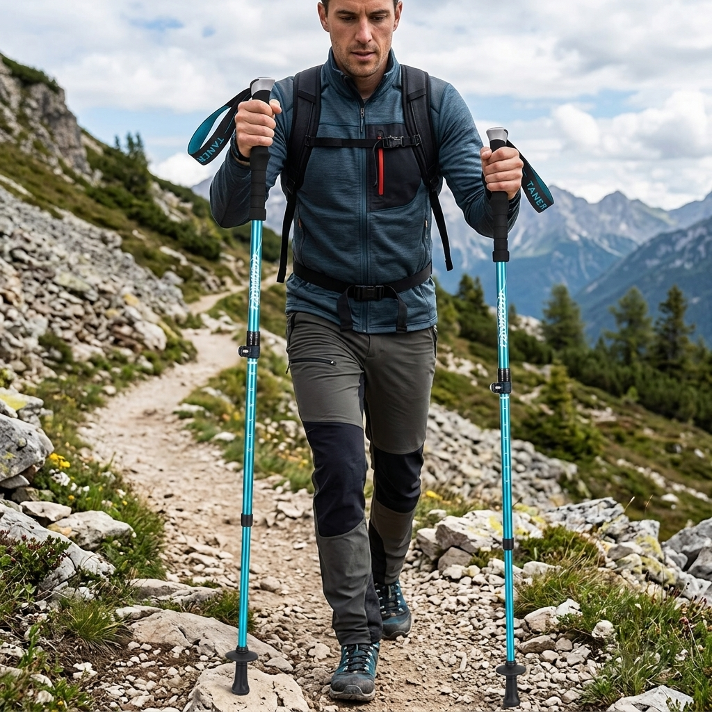 Trekking Poles Hiking Sticks Foldable Adjustable Trail Pair