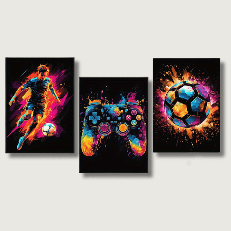 Wall Art Set Abstract Gaming Football Prints