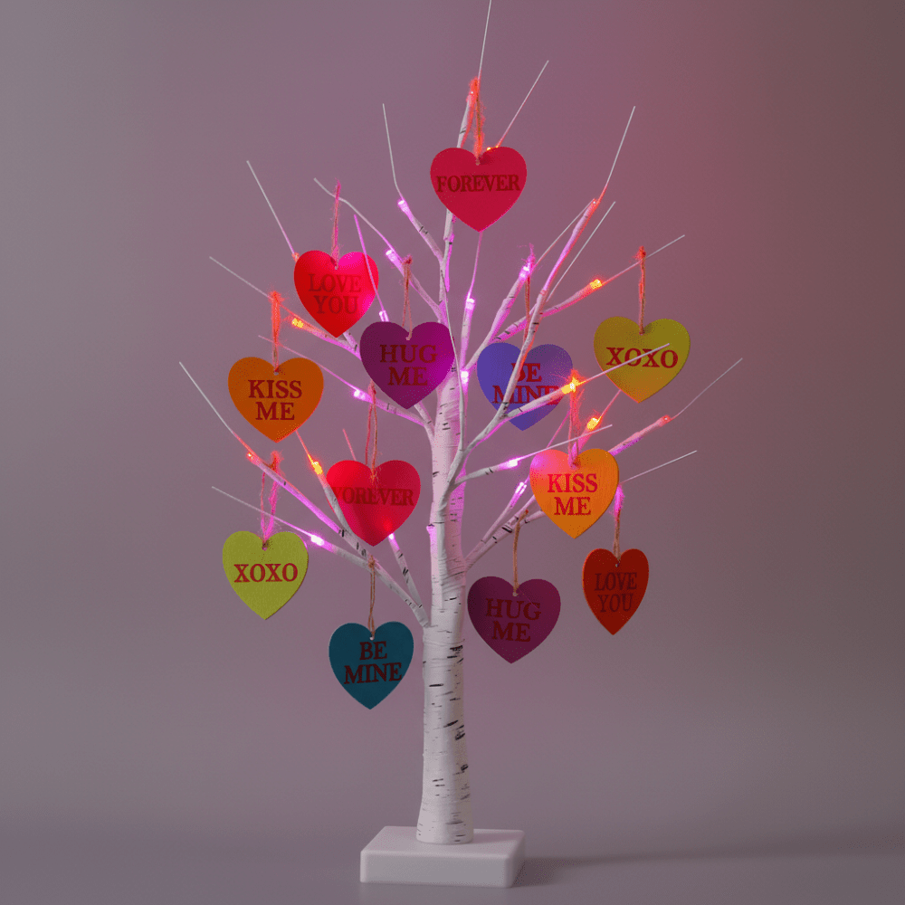 Table Lamp Valentines Tree Light Timer Table Decor