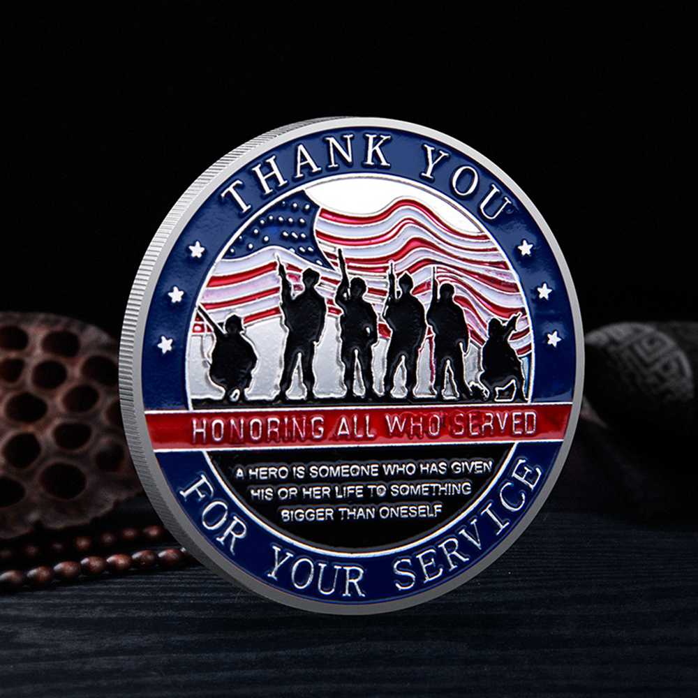 Veterans Day Challenge Coin Gift Gold Eagle Military Service Medal