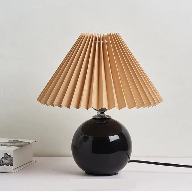 Luminous Heritage: Vintage Table Lamp with Pleated Shade – Elegant Antique Retro Nightstand Lighting Solutions