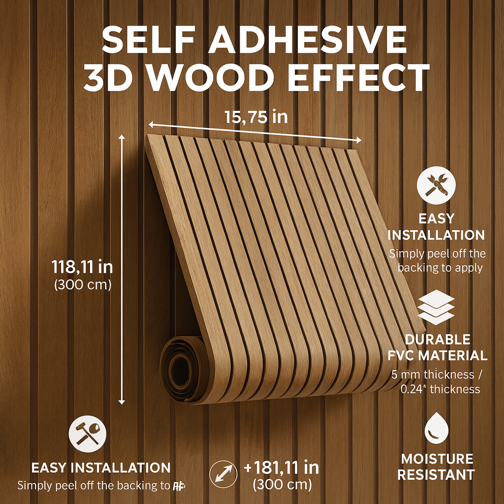 Wall Panels Self Adhesive 3D Wood Effect Rental Friendly