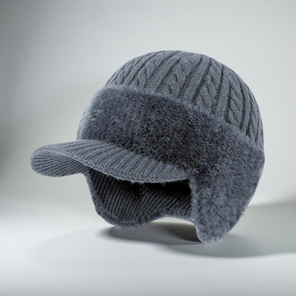 Winter Hat Trapper Ear Flap Knit Cap With Visor Cold Weather