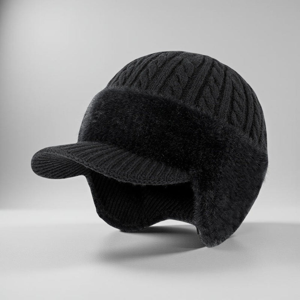 Winter Hat Trapper Ear Flap Knit Cap With Visor Cold Weather