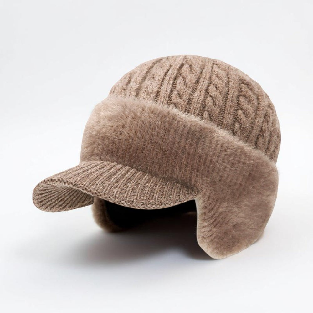 Winter Hat Trapper Ear Flap Knit Cap With Visor Cold Weather