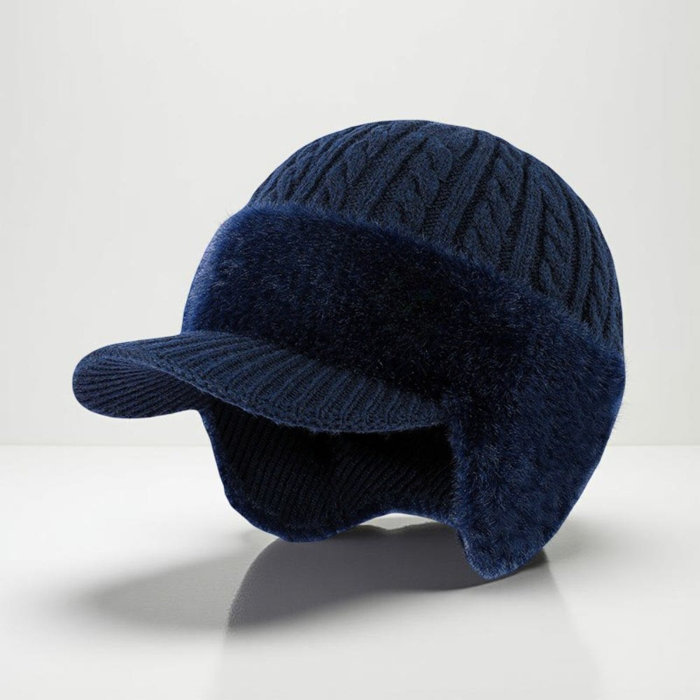 Winter Hat Trapper Ear Flap Knit Cap With Visor Cold Weather