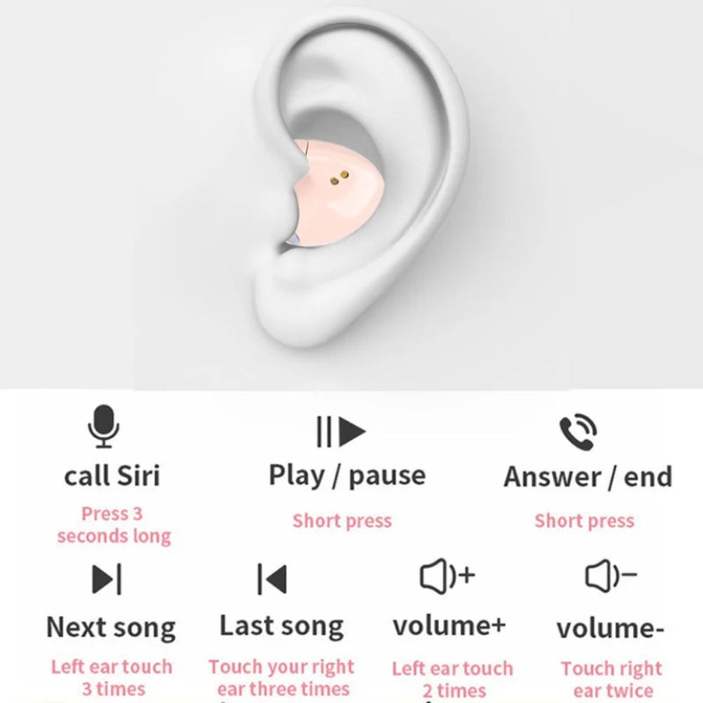 Wireless Earbuds Invisible Mini Bluetooth Noise Cancelling Sleep