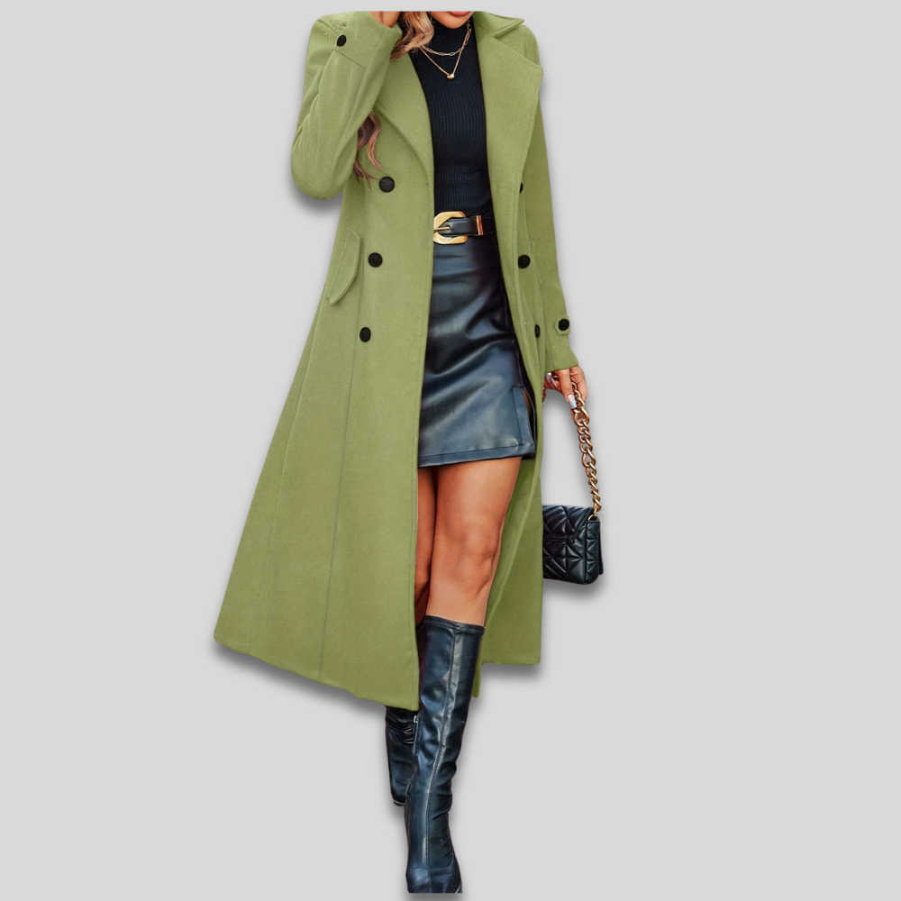Women’s Double Breasted Long Coat - Tailored Fall Overcoat